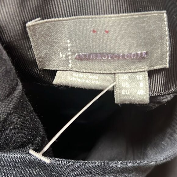 By Anthropologie Black One Shoulder Linen Wrap Dress - Picture 7 of 8